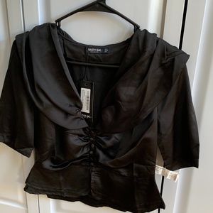 Never worn, black satin blouse